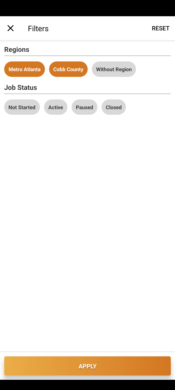Saved driver region filter