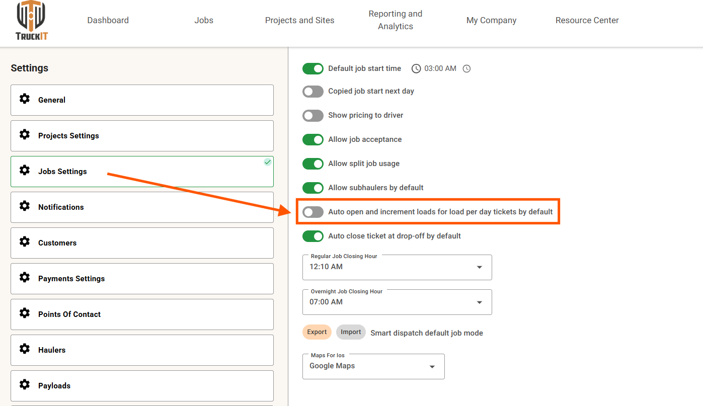 Auto open ticket setting